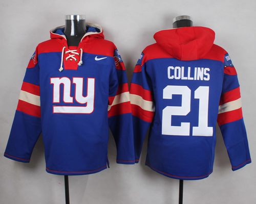 Nike Giants #21 Landon Collins Royal Blue Player Pullover NFL Hoodie